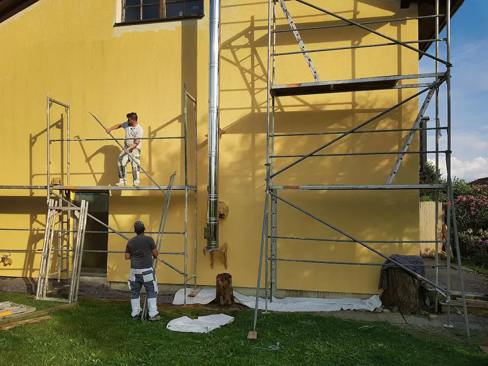 East County San Diego Scaffolding residential house painting access with frame scaffold and workers